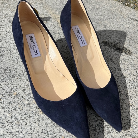 Jimmy Choo Shoes Jimmy Choo Navy Suede Kittenheel Pumps Poshmark